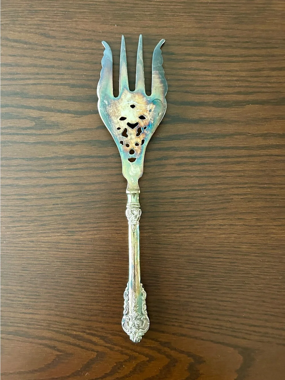 Ornate Vintage Large Silverplate Serving Fork